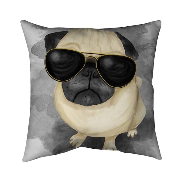 Begin Home Decor 26 x 26 in. Pug with Style-Double Sided Print Indoor Pillow - 5541-2626-AN94