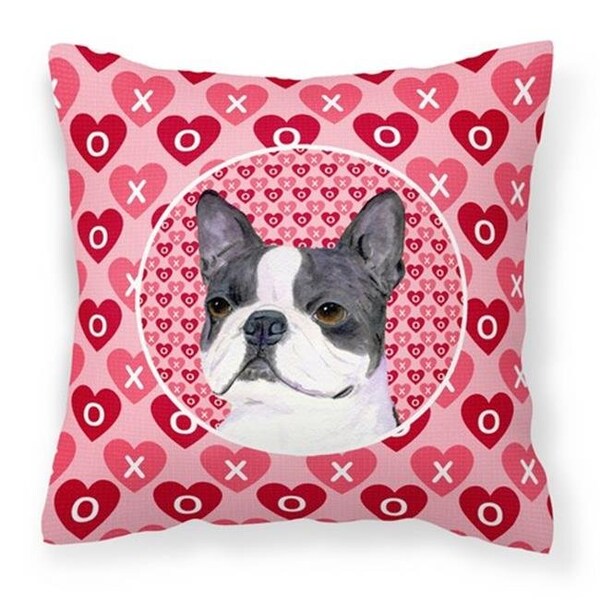 Carolines Treasures Carolines Treasures SS4516PW1414 Boston Terrier Hearts Love Valentines Day Fabric Decorative Pillow; 14 x 3 x 14 in. - SS4516PW1414