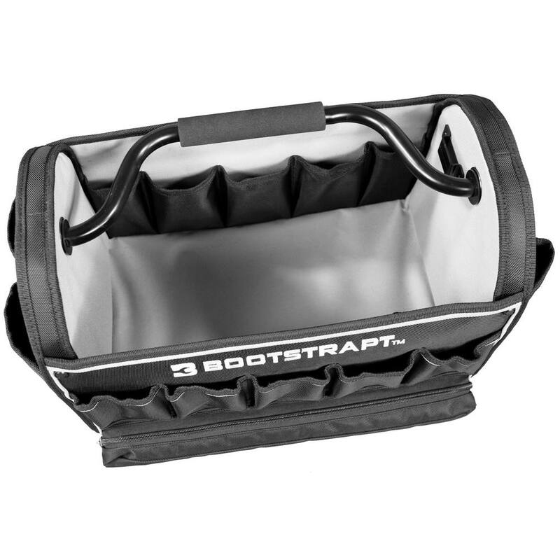 BOOTSTRAPT 18 in. Contractor's Tote Bag with Integrated Parts Bin Compartment and Waterproof Rain Cover - 006-529