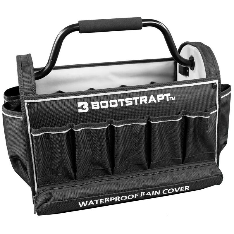 BOOTSTRAPT 18 in. Contractor's Tote Bag with Integrated Parts Bin Compartment and Waterproof Rain Cover - 006-529