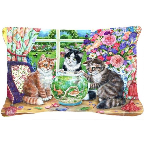 Carolines Treasures Carolines Treasures CDCO0325PW1216 Cats Just Looking in the Fish Bowl Fabric Decorative Pillow - CDCO0325PW1216