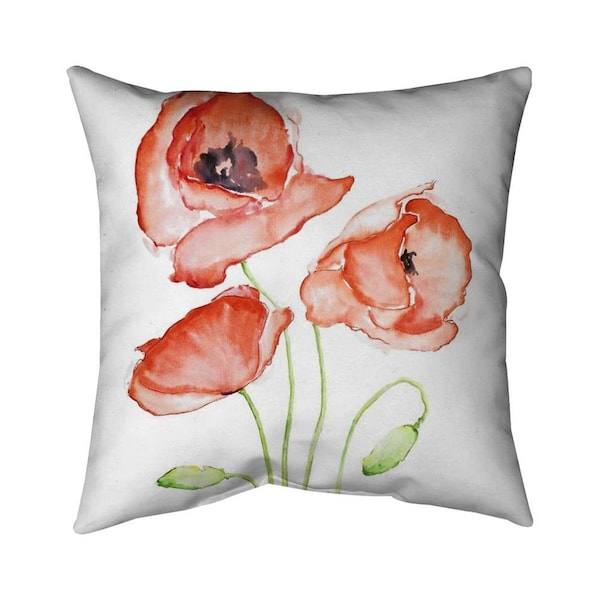 Begin Home Decor 20 x 20 in. Watercolor Poppies-Double Sided Print Indoor Pillow - 5541-2020-FL272