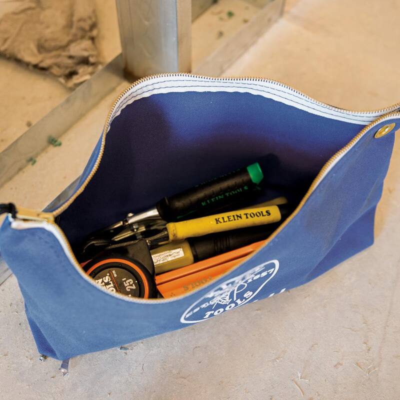 Klein Tools 10 in. Consumables Blue Canvas Zipper Bag - 5539BLU