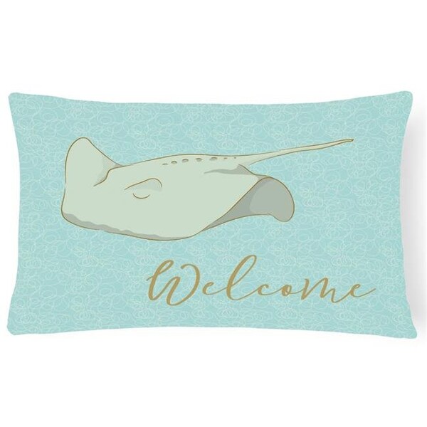Carolines Treasures Carolines Treasures BB8561PW1216 Sting Ray Welcome Canvas Fabric Decorative Pillow - BB8561PW1216