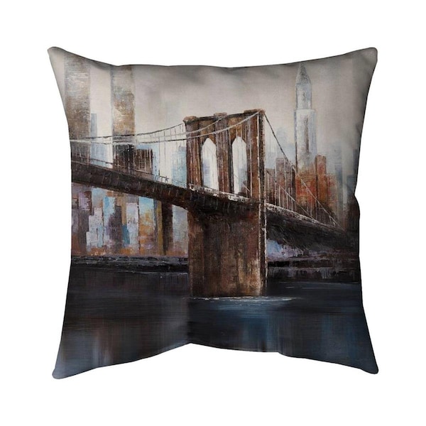 Begin Home Decor 26 x 26 in. Urban Brooklyn Bridge-Double Sided Print Indoor Pillow - 5541-2626-CI235