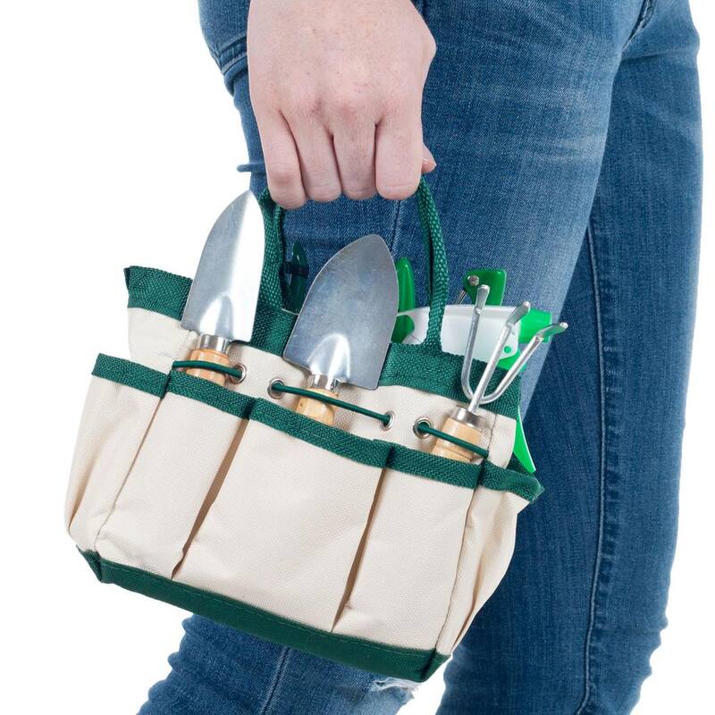 Pure Garden 7.25 in. 7-in-1 Plant Care Garden Tool Set with Bag - W150073