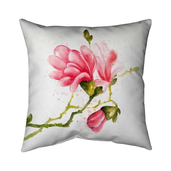 Begin Home Decor 26 x 26 in. Magnolia Flowers-Double Sided Print Indoor Pillow - 5541-2626-FL209