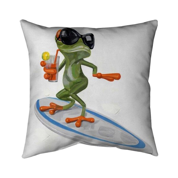 Begin Home Decor 20 x 20 in. Funny Frog Surfing-Double Sided Print Indoor Pillow - 5541-2020-AN25