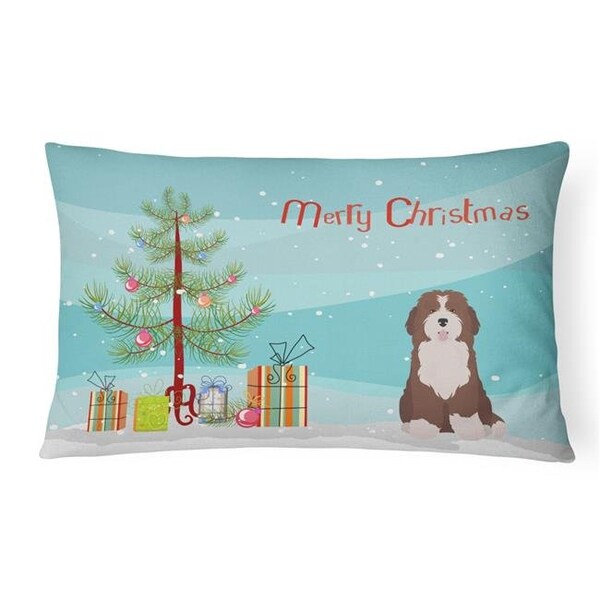 Carolines Treasures Carolines Treasures CK3886PW1216 Bernedoodle No.2 Christmas Tree Canvas Fabric Decorative Pillow - CK3886PW1216