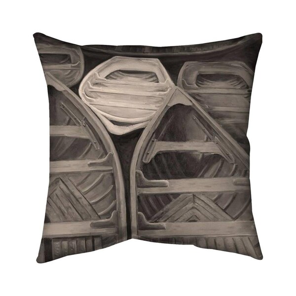 Fondo 26 x 26 in. Sepia Canoes-Double Sided Print Indoor Pillow - FO2772639