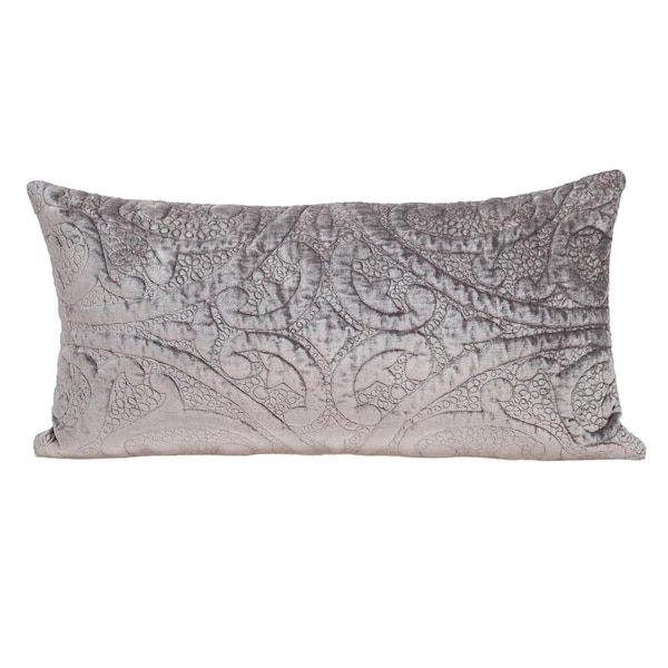 Homeroots Taupe Quilted Velvet Lumbar Throw Pillow - 402841