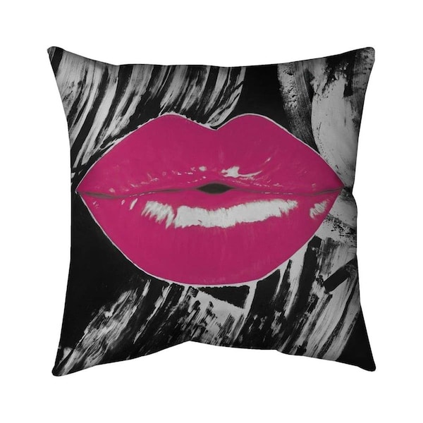 Fondo 26 x 26 in. Pink Glossy Lips-Double Sided Print Indoor Pillow - FO2794770