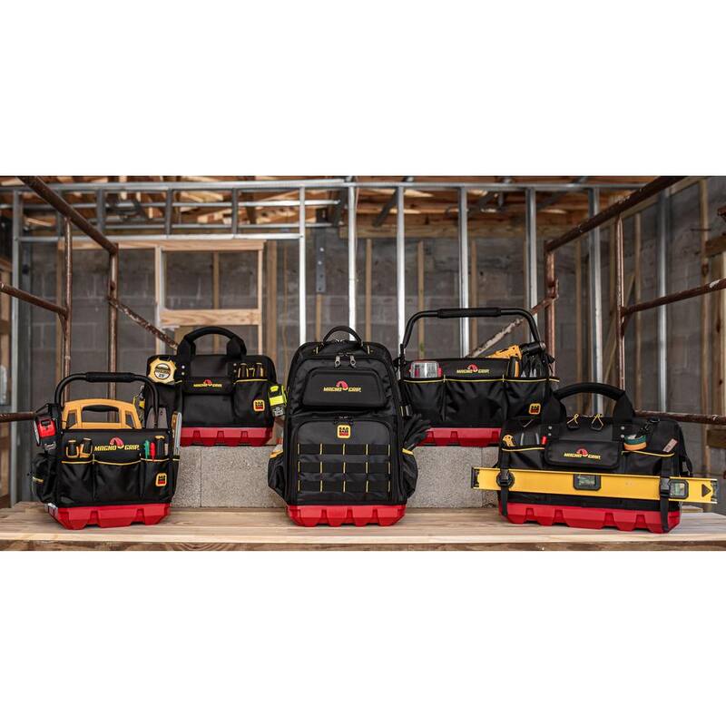 MagnoGrip RED Base Series 18 in. 20-Pocket Tool Tote Bag, 8 Loops, Comfort Grip Steel Handle, Adjustable Padded Shoulder Strap - 526-330