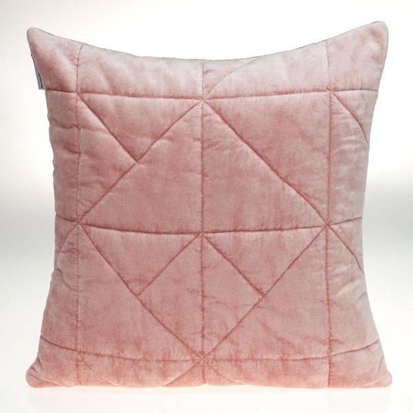 Palacedesigns Pink Chunky Geo Stitched Velvet Decorative Throw Pillow - PA3664378