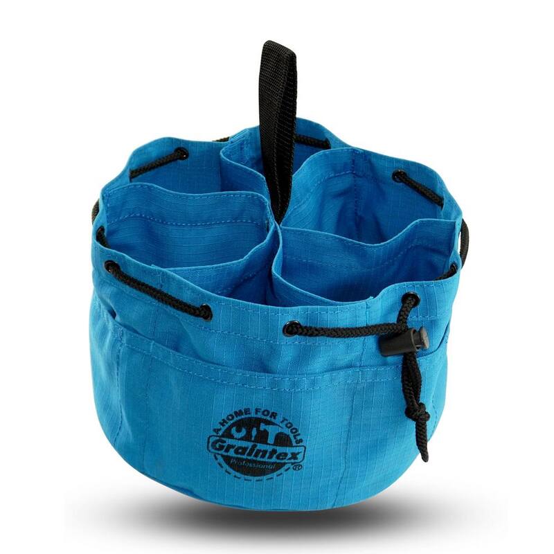 Graintex 10 in. 6-Pocket Blue Canvas Grab Tool Bag with Drawstring Closure - GB2892
