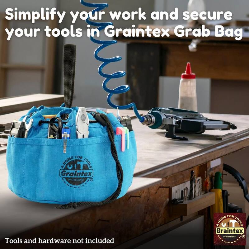 Graintex 10 in. 6-Pocket Blue Canvas Grab Tool Bag with Drawstring Closure - GB2892