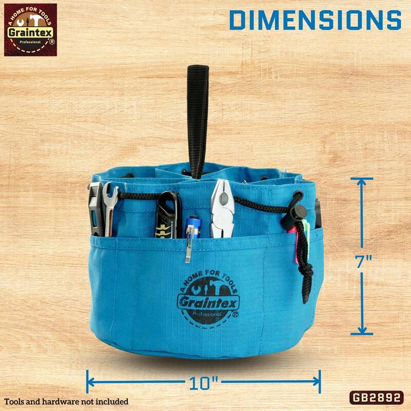 Graintex 10 in. 6-Pocket Blue Canvas Grab Tool Bag with Drawstring Closure - GB2892