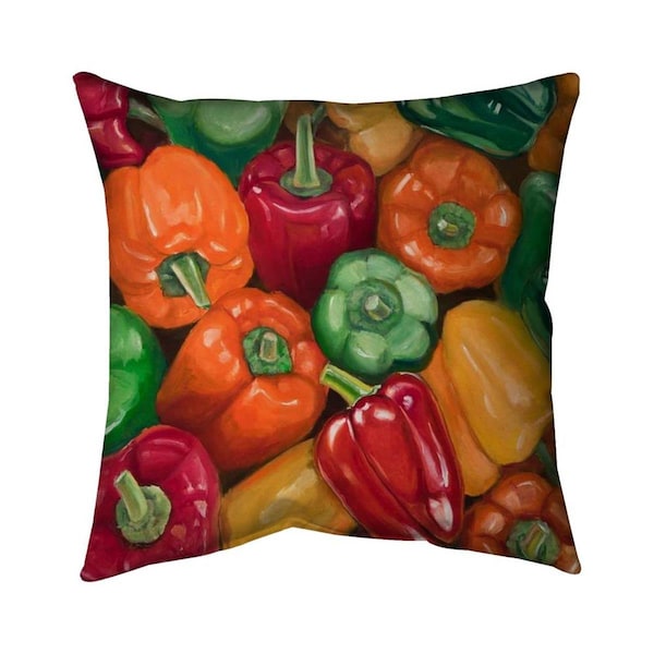 Begin Home Decor 20 x 20 in. Colorful Peppers-Double Sided Print Indoor Pillow - 5541-2020-GA83