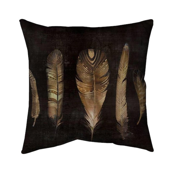 Begin Home Decor 20 x 20 in. Brown Feather Set-Double Sided Print Indoor Pillow - 5541-2020-AN237