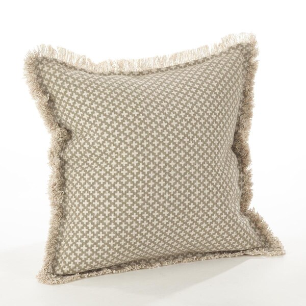Rlm Distribution SARO  20 in. Square Corinth Moroccan Tile Design Down Filled Cotton Throw Pillow  Natural - HO2657530