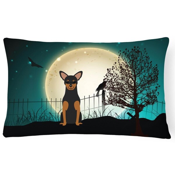 Carolines Treasures Halloween Scary Manchester Terrier Canvas Fabric Decorative Pillow - BB2218PW1216