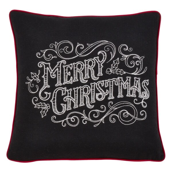 Rlm Distribution 16 in. Merry Christmas Chalkboard Poly Filled Pillow, Black - HO3762397