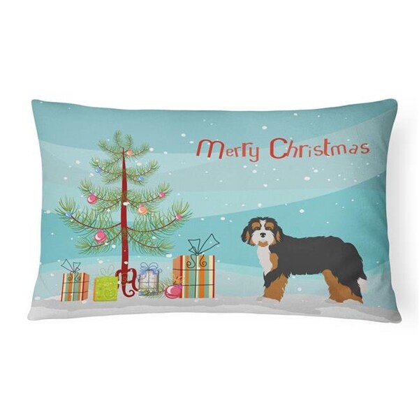 Carolines Treasures Carolines Treasures CK3804PW1216 Bernedoodle Christmas Tree Canvas Fabric Decorative Pillow - CK3804PW1216