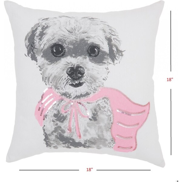 Homeroots 18 x 18 in. White & Pink Super Pup Throw Pillow - 386612