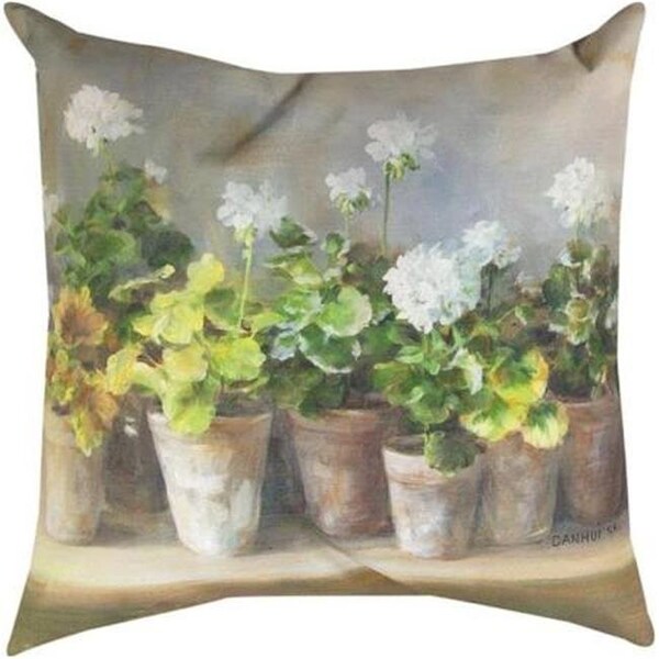 Manual Woodworkers & Weavers Manual Woodworkers & Weavers SLWGER 18 in. White Geraniums Indoor & Outdoor Pillow - SLWGER