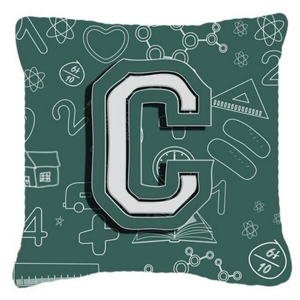 Carolines Treasures Carolines Treasures CJ2010-CPW1818 Letter C Back To School Initial Canvas Fabric Decorative Pillow - CJ2010-CPW1818
