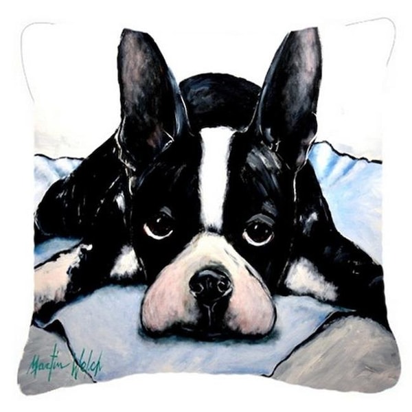 Carolines Treasures Carolines Treasures MW1241PW1414 Boston Terrier Jake Dog Tired Fabric Decorative Pillow; 14 x 3 x 14 in. - MW1241PW1414