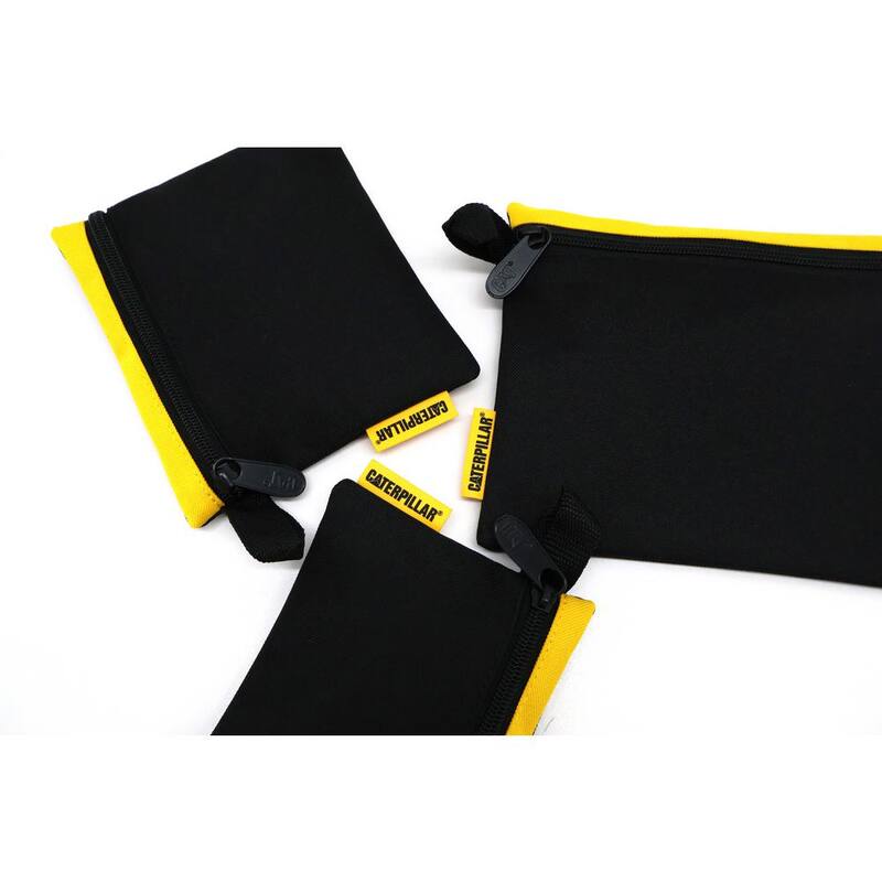 CAT Tool Storage, 8 in. 3 Pockets, Black and Yellow, 600-D Polyester, Document Bag, 3 Assorted Sized - 84665