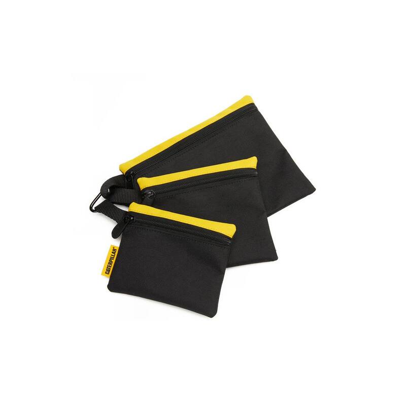 CAT Tool Storage, 8 in. 3 Pockets, Black and Yellow, 600-D Polyester, Document Bag, 3 Assorted Sized - 84665