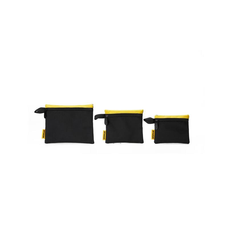 CAT Tool Storage, 8 in. 3 Pockets, Black and Yellow, 600-D Polyester, Document Bag, 3 Assorted Sized - 84665