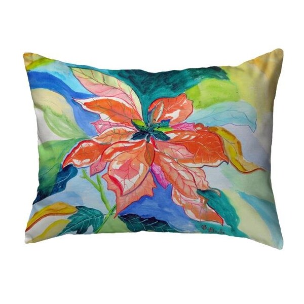 Betsy Drake Betsy Drake KS1052 11 x 14 in. Peach Poinsettia Non-Corded Indoor & Outdoor Pillow - KS1052