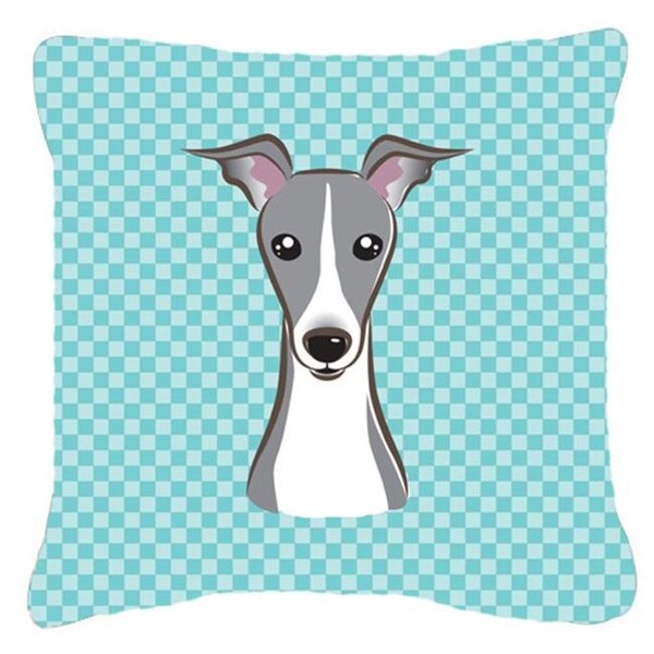Carolines Treasures Carolines Treasures BB1174PW1818 Checkerboard Blue Italian Greyhound Fabric Decorative Pillow; 18 x 18 In. - BB1174PW1818