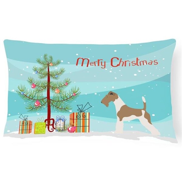 Carolines Treasures Carolines Treasures BB8446PW1216 Wire Fox Terrier Christmas Canvas Fabric Decorative Pillow - BB8446PW1216