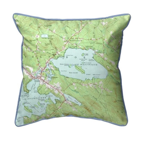 Betsy Drake Betsy Drake HJ654 18 x 18 in. Lake Wentworth; NH Nautical Map Large Corded Indoor & Outdoor Pillow - HJ654