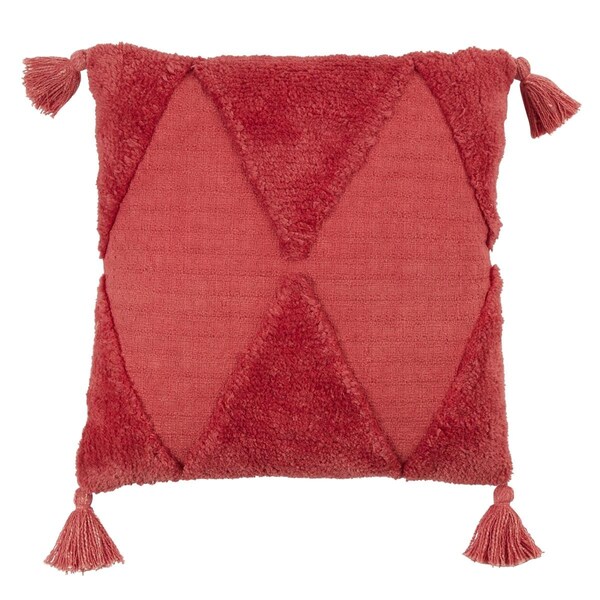 Rlm Distribution 18 in. Tufted Diamond Tassel Throw Pillow with Down Filling Rust - HO3191830