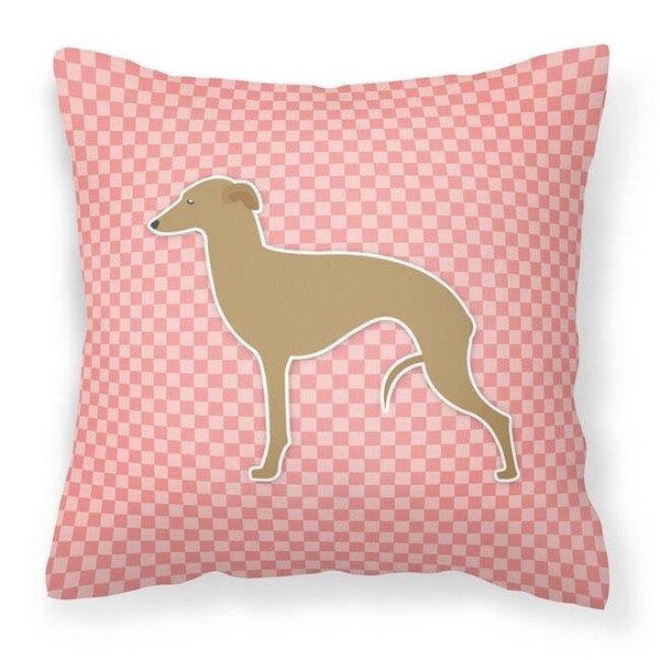 Carolines Treasures Carolines Treasures BB3614PW1818 Italian Greyhound Checkerboard Pink Fabric Decorative Pillow - BB3614PW1818