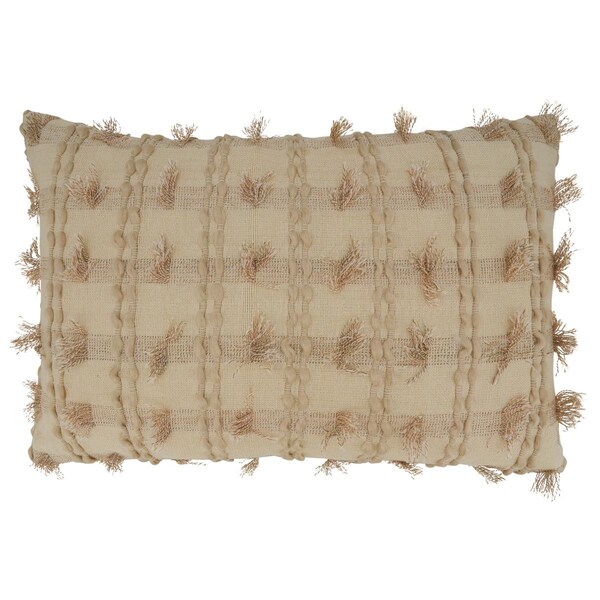 Rlm Distribution 16 x 24 in. Fringe Striped Oblong Pillow Cover Natural - HO3765622