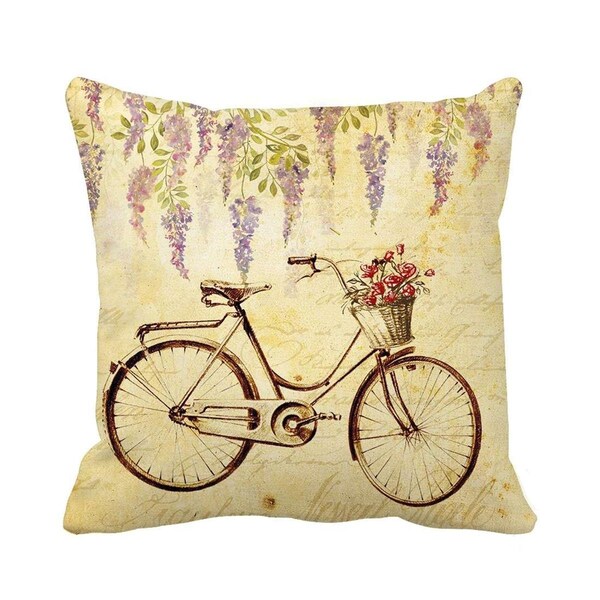 Esteras Tikar 18 x 18 in. Antique Bicycle Square Indoor & Outdoor Throw Pillow with Cover - ES2433308