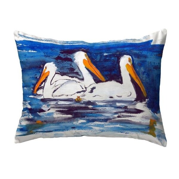 Betsy Drake Betsy Drake KS489 11 x 14 in. Three Pelicans Small No-Cord Pillow - KS489