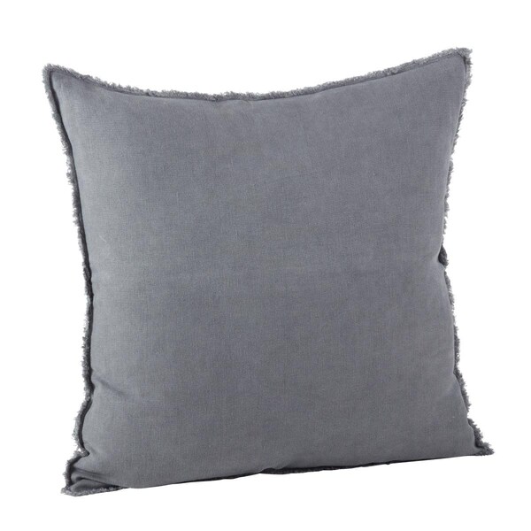 Rlm Distribution SARO  20 in. Square Fringed Design Linen Pillow with Down Filled  Slate - HO2657544