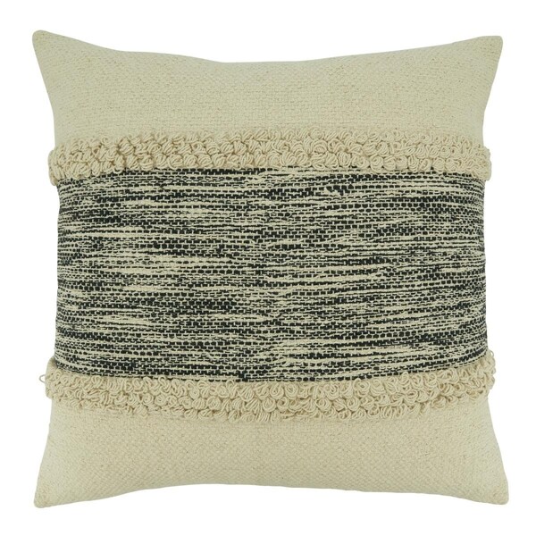 Rlm Distribution Stripe Chindi Throw Pillow with Down Filling Black & Natural - HO3202879