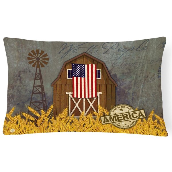 Jensendistributionservices Patriotic Barn Land of America Canvas Fabric Decorative Pillow - MI2087474