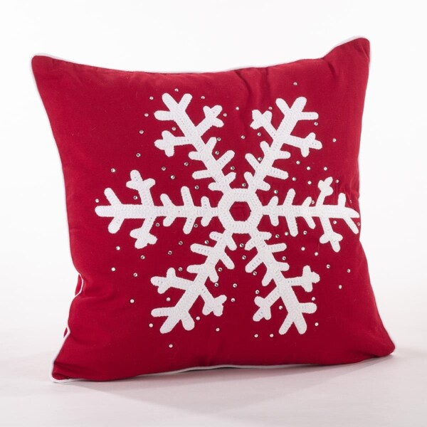 Rlm Distribution SARO  18 in. Square Studded Snowflake Throw Pillow  Red - HO2657548