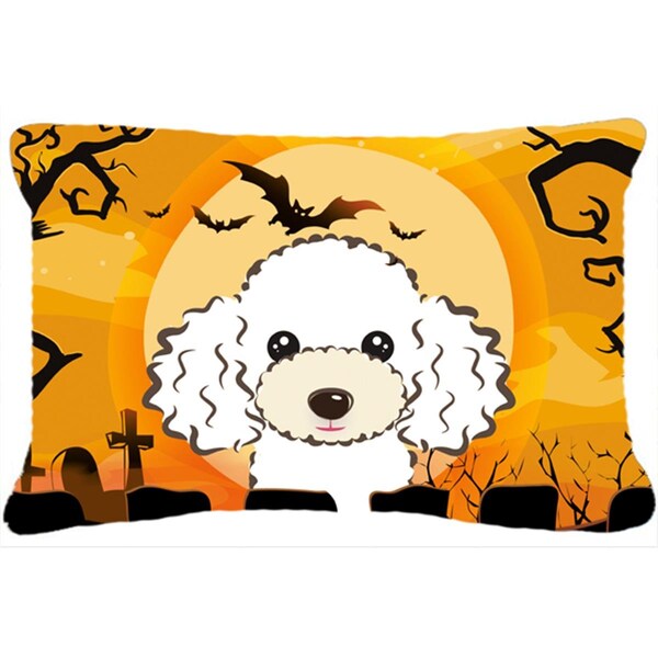 Carolines Treasures Halloween White Poodle Fabric Decorative Pillow - BB1815PW1216