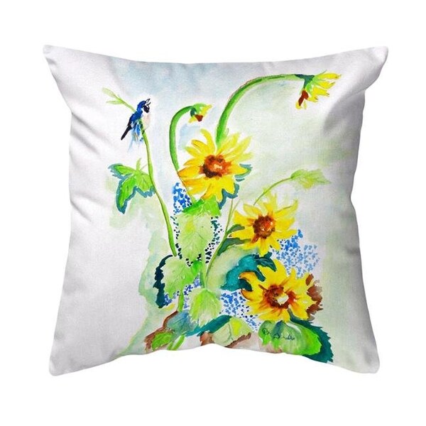 Betsy Drake Betsy Drake KS1049 12 x 12 in. Sunflower & Bird Non-Corded Indoor & Outdoor Pillow - KS1049