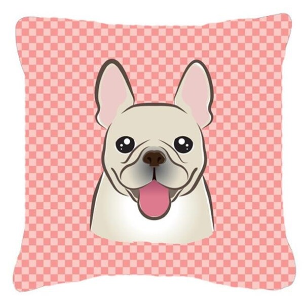 Carolines Treasures Carolines Treasures BB1238PW1414 Checkerboard Pink French Bulldog Fabric Decorative Pillow; 14 x 14 In. - BB1238PW1414